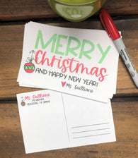 Merry Christmas with Ornament Teacher Postcards