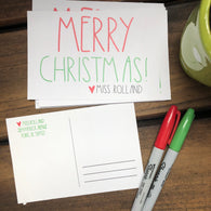 Merry Christmas Simple Teacher Postcards