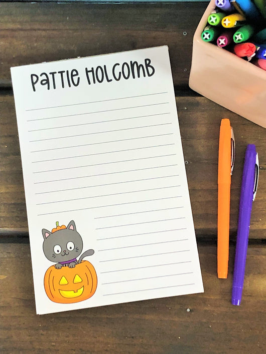 Halloween Cat Personalized Notepad
