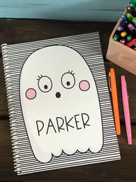Ghost Halloween Personalized Side Spiral Notebook
