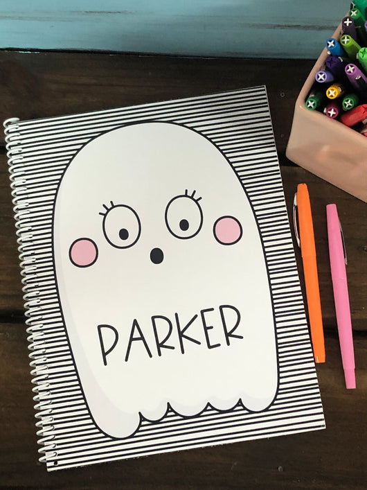 Ghost Halloween Personalized Side Spiral Notebook