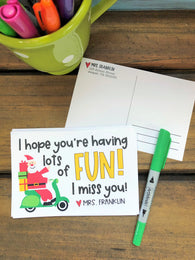 Scootin' Santa Teacher Postcards