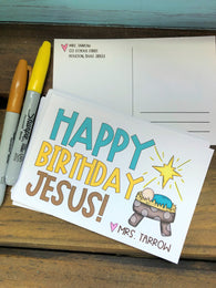 Happy Birthday Jesus Teacher Postcards