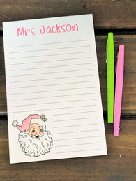 Pink Retro Santa Personalized Notepad