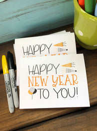 Happy New Year with Balloons Note Cards