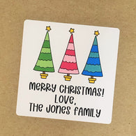 Three Bright Squiggle Line Trees Christmas Stickers