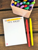 Watercolor Pencil with Heart Personalized Notepad