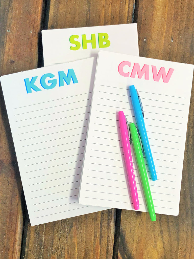 Shadow Block Initials Large Notepad – DoodleBugsPaper
