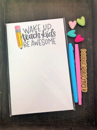 RTS: Wake Up Teach Kids with Pencil Large Notepad