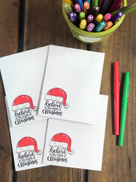 4 Santa Hat Believe in the Magic of Christmas Small Notepads