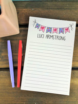 Doodle Heart Bunting Personalized Notepad