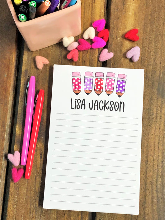 Valentine Pencils Personalized Notepad