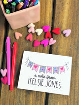 Doodle Heart Bunting Personalized Note Cards