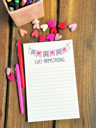 Doodle Heart Bunting Valentine Personalized Notepad