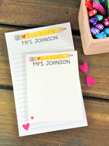Watercolor Pencil with Heart Personalized Notepad