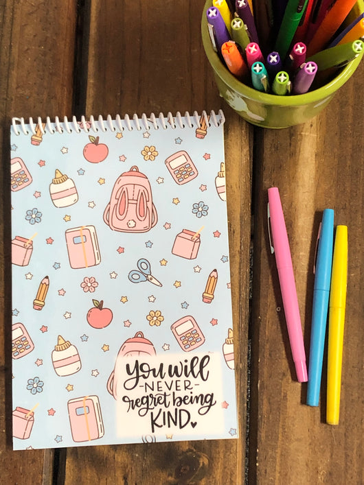 RTS: School Supplies You Will Never Regret Being Kind Spiral Notebook