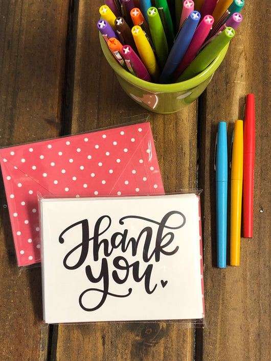 RTS: Thank You Note Cards with Red Polka Dot Envelopes
