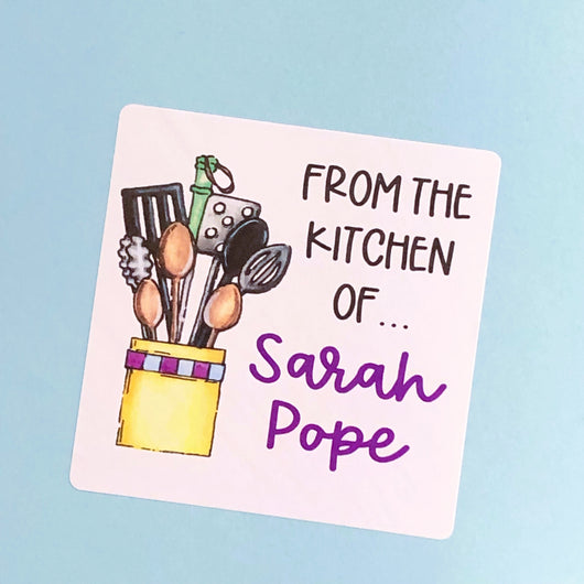 Kitchen Utensils Square Stickers