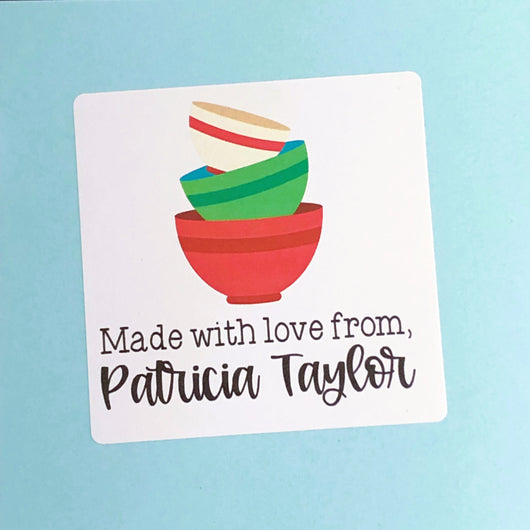 Three Bowls Kitchen Square Stickers