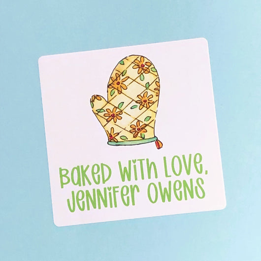 Oven Mitt Kitchen Square Stickers