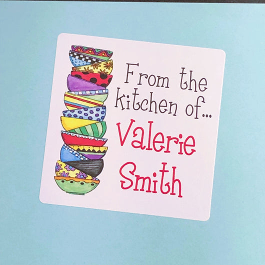 Stacked Bowls Kitchen Square Stickers