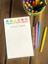 Rainbow Snowmen Personalized Notepad