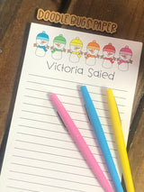 Rainbow Snowmen Personalized Notepad