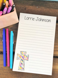 Brushed Cross Personalized Notepad