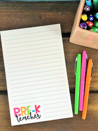 Pre-K Teacher with Hearts Notepad