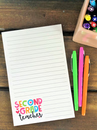 Second Grade Teacher with Hearts Notepad