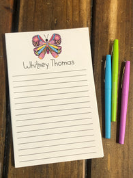 Floral Black Butterfly Personalized Notepad