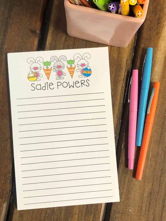 Easter Bunnies and Carrots Personalized Notepad