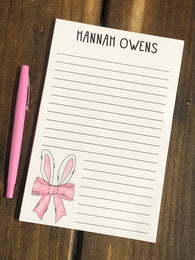 Easter Bunny Ears with Pink Bow Personalized Notepad
