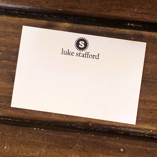 Black Monogram Initial Flat Note Cards