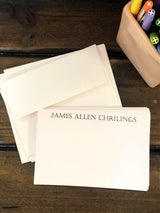 Etched Name Flat Note Cards