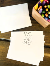 Etched Initials Flat Note Cards
