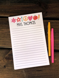 Retro School Icons Personalized Notepad