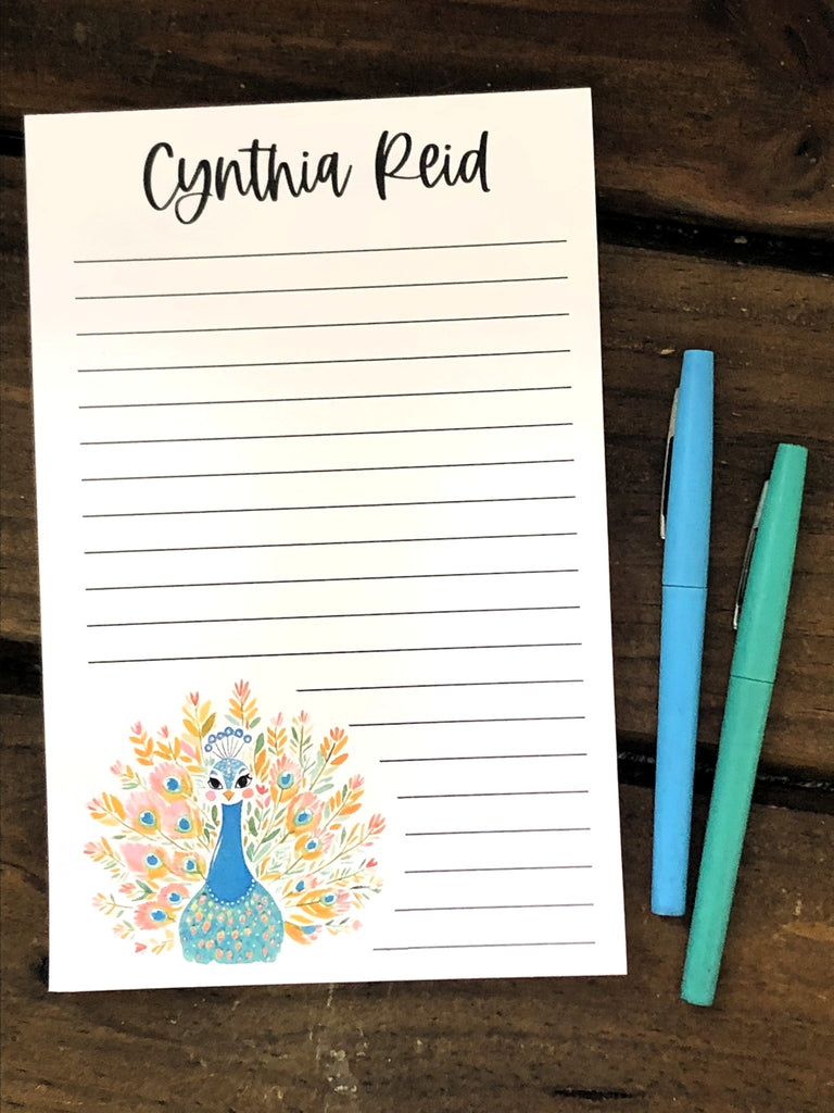 Peacock Personalized Notepad – DoodleBugsPaper