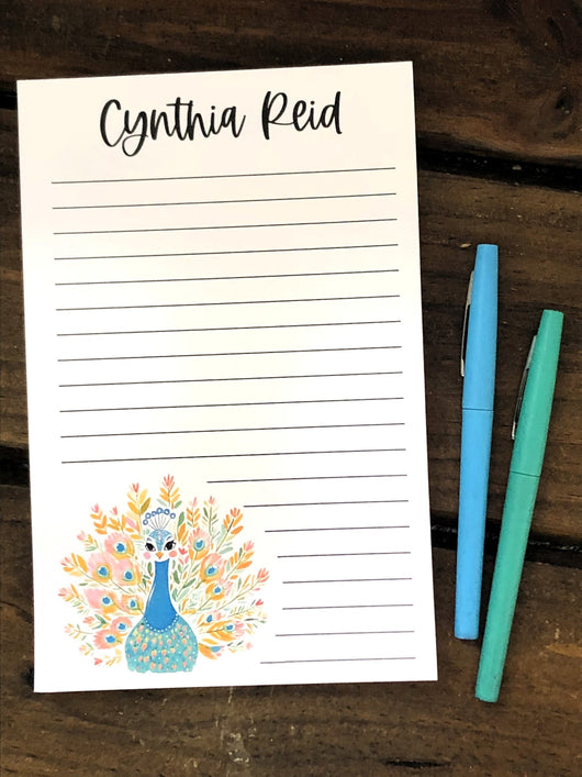 Peacock Personalized Notepad