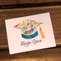 Floral Graduation Cap Personalized Note Cards