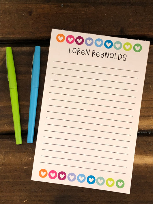 Hearts in Circle Personalized Notepad