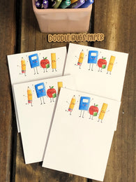 4 School Supply Pals Small Notepads