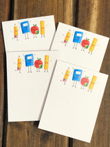 4 School Supply Pals Small Notepads