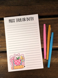 School Supplies with Bow Personalized Notepad