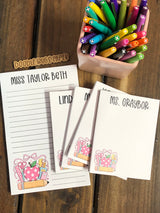 School Supplies with Bow Personalized Notepad
