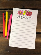 Flower Pencil Apple Personalized Notepad