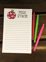 Apple with Pink Hearts Personalized Notepad