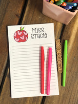 Apple with Pink Hearts Personalized Notepad