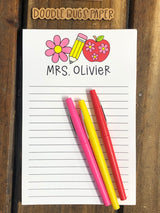 Flower Pencil Apple Personalized Notepad
