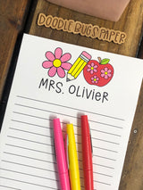 Flower Pencil Apple Personalized Notepad